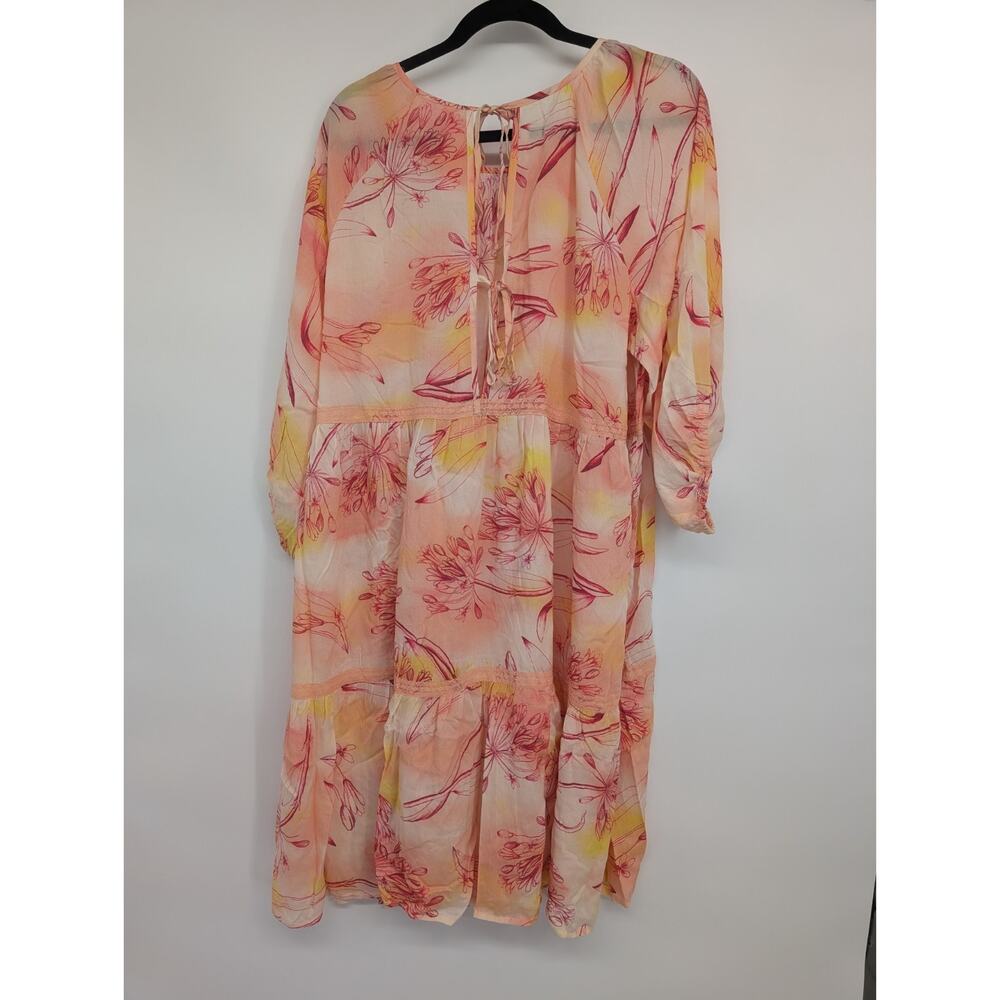 NWD By Anthropologie Oversize Tiered Puff-Sleeve Dress Size XL Orange #B1404 - Picture 5 of 15